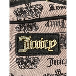 Juicy Couture Pink Black Crown Monogram Satchel Crossbody‎ Bag Rhinestone Logo